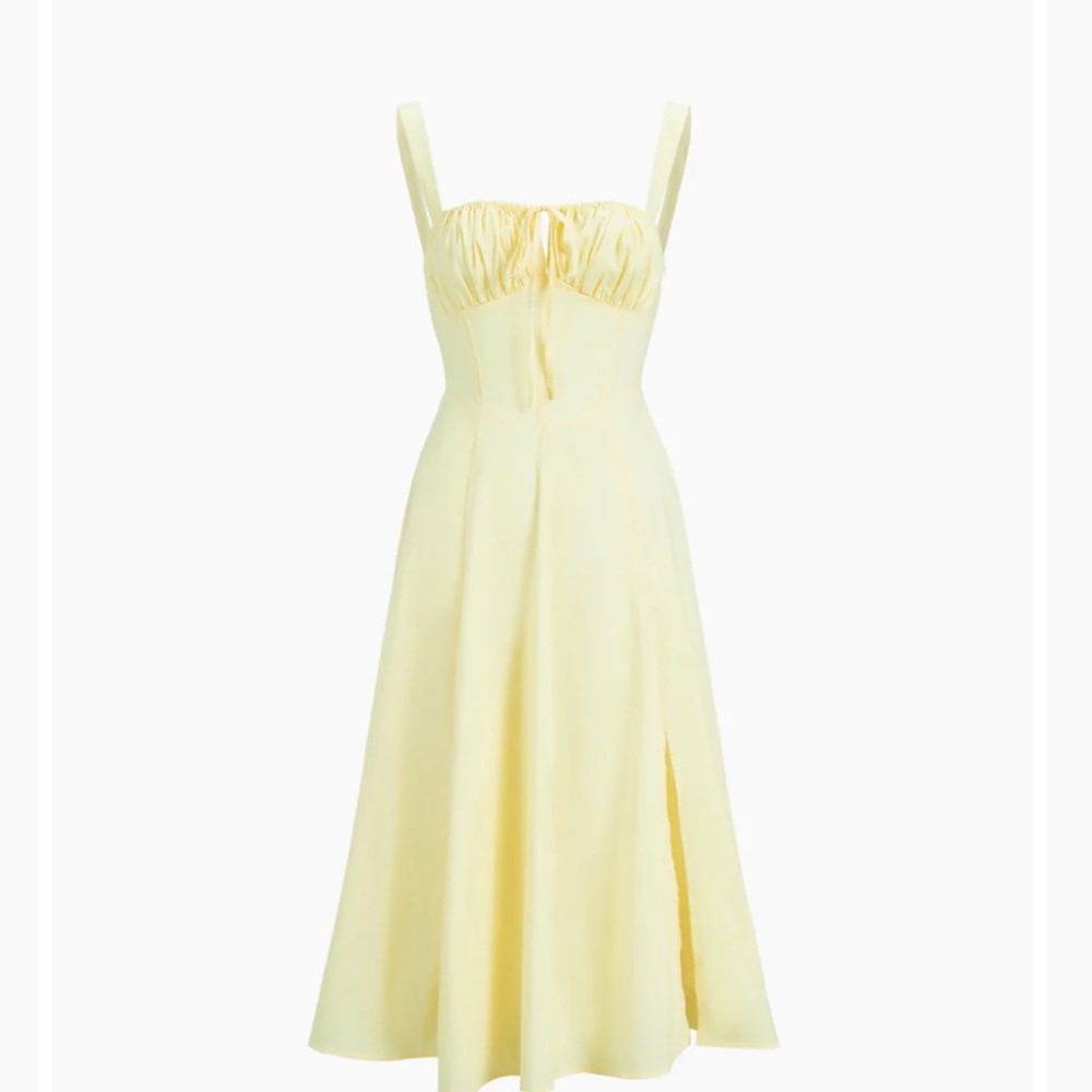 Commense Ruched Cup Detail Yellow Sundress